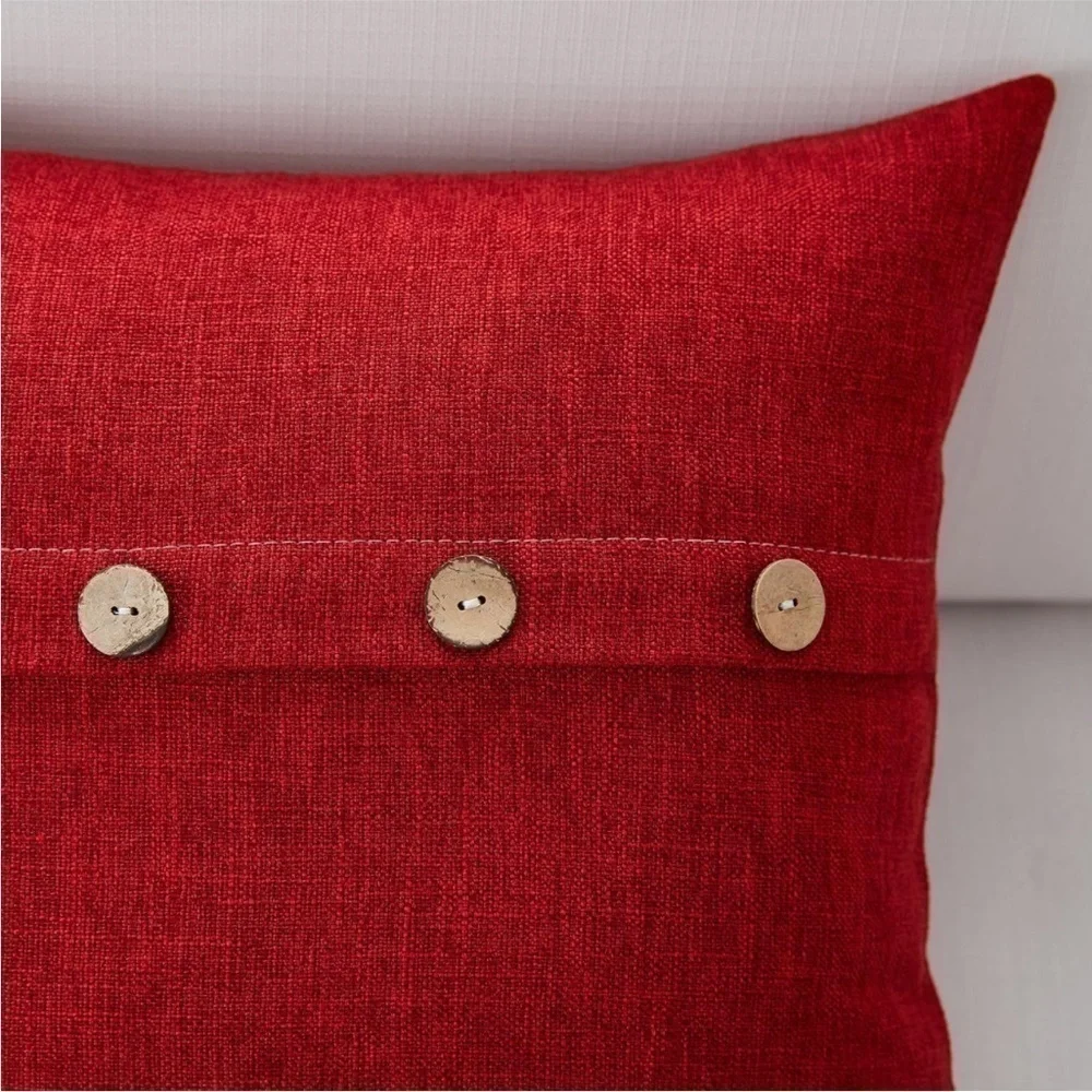Farmhouse Mid Century Modern Bohemian Decorative Red Linen Pillow Case Cover